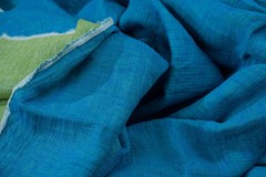 Luxury Reversible Double Face Linen Cotton Shirt Fabric Green Blue 210g 2.4m