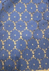 VTG 70’s Cobalt Cotton Geo Floral Lace Mesh Fabric 3.5yds x 60″ No Stretch