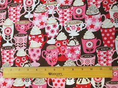 SPECIALTY COFFEE TEA CUPS DRINKS PINK COTTON FABRIC FQ