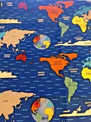 BLANK QUILTING TRAVEL AROUND THE WORLD” WORLD MAP Patt # 8229 44″ X 10″