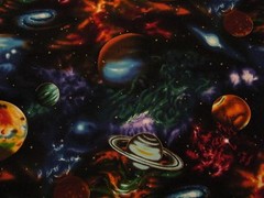 BTY STARGAZERS Planets Solar System Met Gold Print 100% Cotton Quilt Fabric Yard