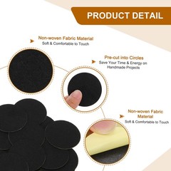 40Pcs Round Felt Circles 55mm (2-1/8″) Non-Woven Felt Fabric Sticker Black