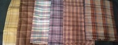 PLAID COTTON FABRIC LOT – YELLOW, BROWN, LAVENDER, RED, BLUE, WHITE & RUST