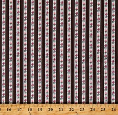 Cotton Floral Stripes Brown Petite Perennials Fabric Print by Yard D140.01
