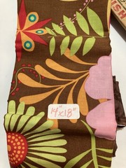 Lot of 9 Fabric Scraps Browns Cream Floral Bird House Red Lot #52