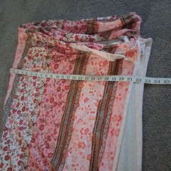 Vintage Style Pink Boho Floral Striped Cotton Knit Fabric 4.6 Yards 58″x168″
