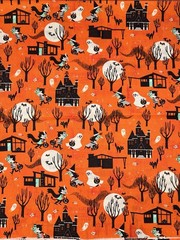 2 Yards Johnny Yanok Trick Or Treat Orange Retro Halloween Cotton Fabric Joann