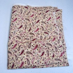 vintage MBT quilting cotton fabric beige red paisley floral 18×43