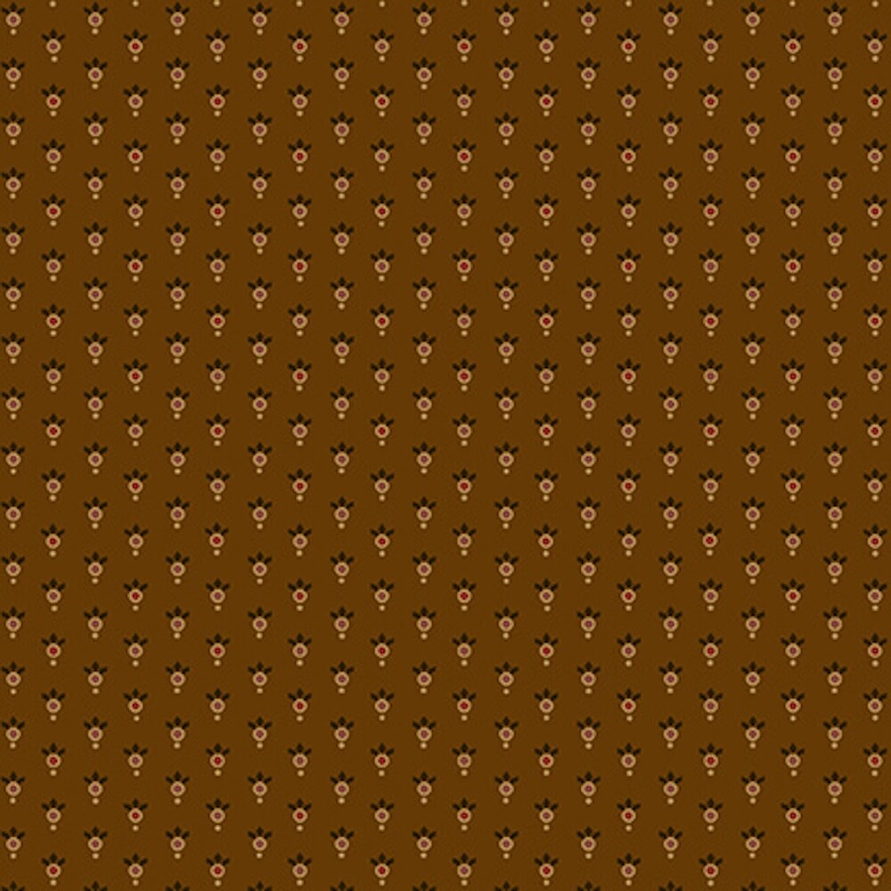 Henry Glass Chocolate Covered Cherries Ditsy Geometric Chestnut Fabric By Yd