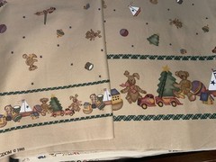 By the Yd Vintage 1995 Daisy Kingdom Christmas Tot Toys Double Border Fabric BTY