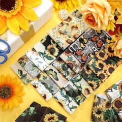 200 Pcs Sunflower Quilting Fabric Strips Jelly Roll Precut Sewing Crafts