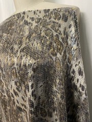 Exquisite Gold Silver Sequin Abstract Leopard Snake Fabric 1 Yard Long 56 ” Wide
