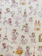 Paris Cats Cotton Fabric Benartex Sewing Quilting Craft France Pink 1 Yd x 44″
