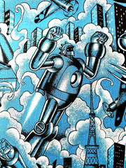 Alexander Henry “Tokyo Bots” Space Robots One Yard – LAST