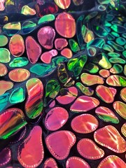 Multicolor Iridescent Sequins On Stretch Black Velvet Fabric Sold By The Yard