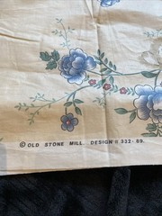 Old Stone Mill Fabric “ribbon Floral” Design 332-89 Beige With Blue 2.4 Yards