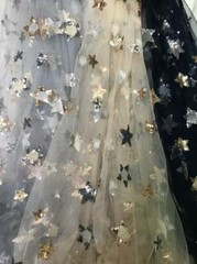 Soft Sequined Stars Tulle Lace Fabric for Weddings Tutu Dress Mantilla By Yard