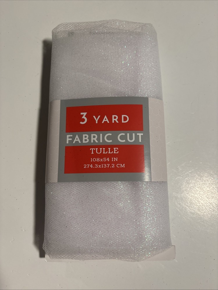 3 Yards White Glitter Tulle 108”x 54” New