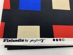 Finlandia Free Spirit Fabric Mod Mid Century Style Red Blue Tan Squares 1 yd