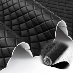 Diamond Quilted Faux Leather Headliner Material 2.1 Yards Black 55″ Wide
