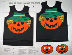 Trick or Treat Pumpkin Halloween Costume & Mask Fabric Panel Kids DIY