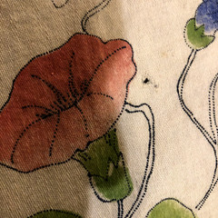 VTG FABRIC PANEL WITH STAMPED DESIGN MORNING GLORY 1930s or 40’s ?