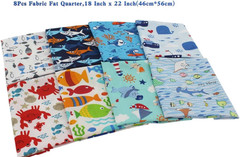 8Pcs Ocean Quilting Cotton Fabric Fat Quarters Bundles Clearance for Sewing