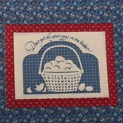 VINTAGE “COUNTRY SUNSHINE FOLK SAYINGS” BLUE & RED CALICO 16 Quilt Squares NOS