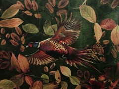 Curtain Upholstery Velvet Fabric “Pheasant Forest” Soft Furnishing Cushion Use
