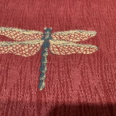 Fabric Light Burgundy Red With Embroidered Dragonflies 56” W X 44” L