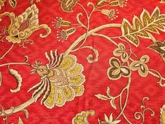Deauville Dance TWO YARDS IMAN Home Fabric Dark Red Mustard Paisley Vine Print