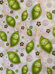 Fabric -OOP Stitched Garden Green Babies In Pea Pods Heather Rosa Camelot 36×44”