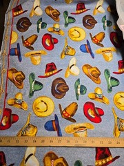SHIPS FREE! 1-Yd Western Cowboy Hats in Full Rodeo Color. Quilt Cotton Fabric