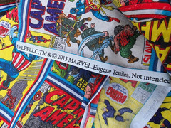 2013 Captain America Marvel Cotton Fabric 3 1/2 yards washed Eugene Textiles