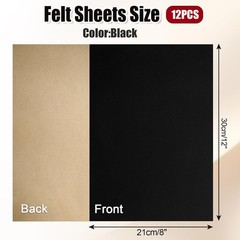12Pcs Self Adhesive Felt Sheets, Black Felt Sheet with Adhesive Backing, 8×12 in