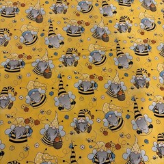 Honey Bee Gnome Fabric Bumble Bees Honey Cotton Apparel Quilting Fabric 2 Yards