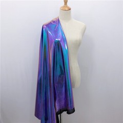 Metallic Laser Stretch Fabric Purple Turquoise Holographic Crafts Material Shiny