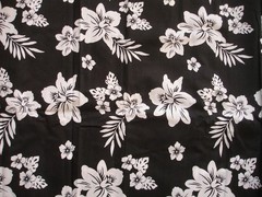 Hawaiian Style Fabric Orchids Black & White 1 Yard 16″ x 44″ Cotton Unbranded