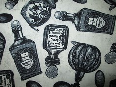 WICKED MAGIC POTIONS SPELLS BOTTLES BLACK WHITE COTTON FABRIC FQ