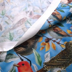 Songbirds Medium Blue Cotton Fabric 44″ By The Yard