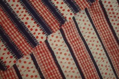 1.5 yds Faggoting Fabric Patriotic Check Polka Dot Ruffled Quilt Craft 51″ x 56″