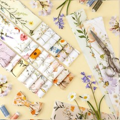 Hahafelt 60 Pcs Fabric Strips Quilting 2.6 x 40″ Floral Cotton Fabric Bundles