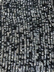 Black & Silver sequins embroidery Metallic Fabric 36″ Wide