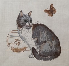 VTG~”Cats”~ 13.25″x11.25″~ Pic Book Patches~”Cat,Fish,Butterfly”~Cotton Fabric
