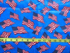 1 yd Cotton Patriotic Blue with American Flags
