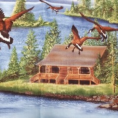 Kevin Daniels MMFab Canadian Geese Forest Lake Cabin Scenic Cotton Fabric 60×45