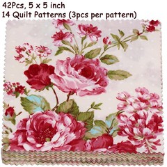 42 PCS 5×5 inch Plaid Retro Rose Floral Charm Packs for Quilting Precut