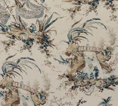 Anna G=French/Thibaut Curtain Fabric ‘MOOREA’ 3.8 METRES MINERAL – 100% Linen