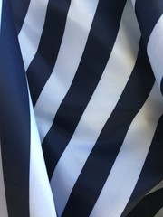 Ashlyn NAVY & WHITE 1″ Stripes Pattern Polyester Heavy Matte Satin Fabric by th