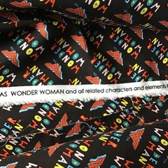 Wonder Woman Character Logo 100% COTTON FABRIC Black 44″ wide 1.8 yards piece